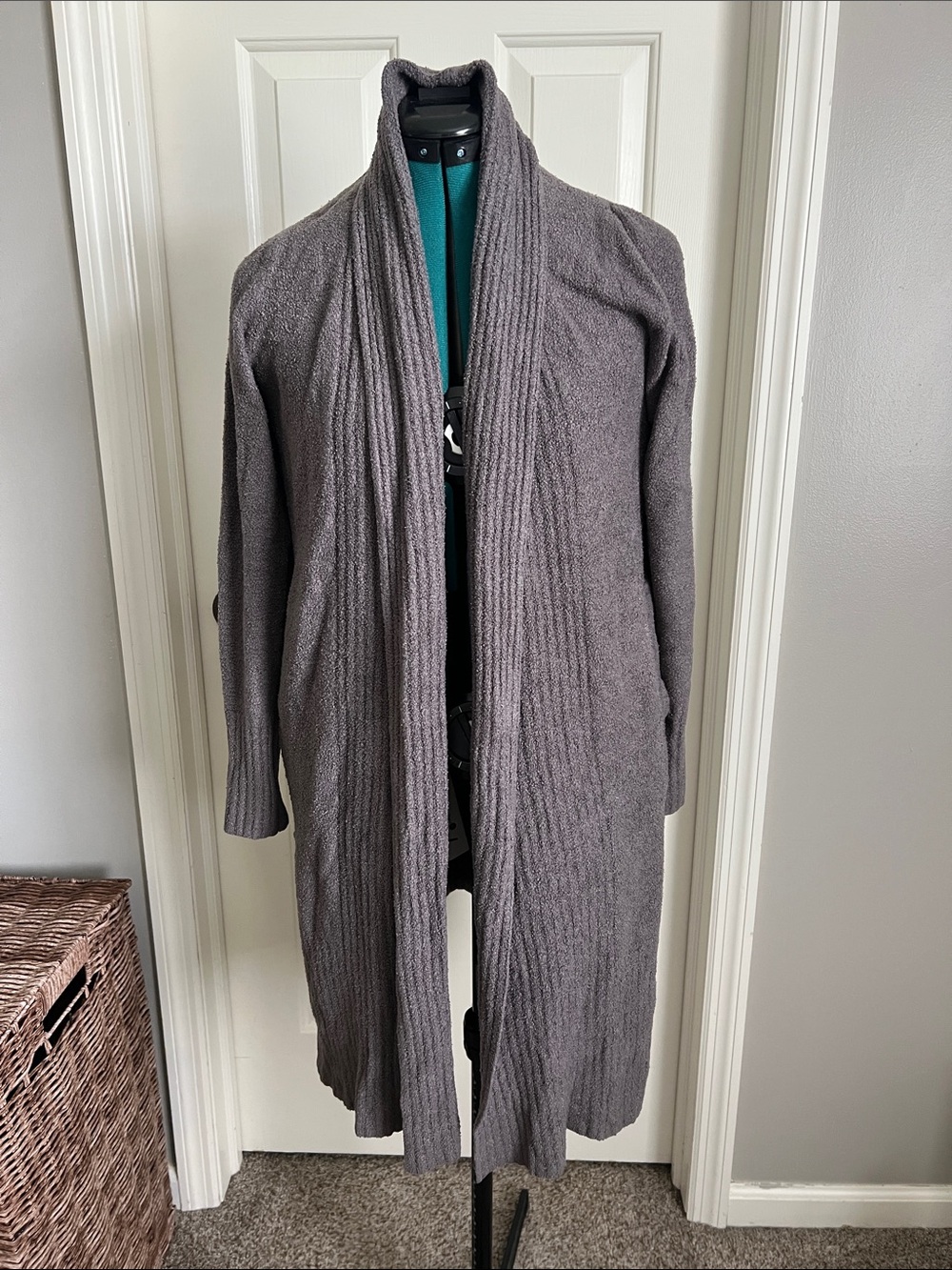 Barefoot Dreams Long Open-Front Gray Cardigan Sweater